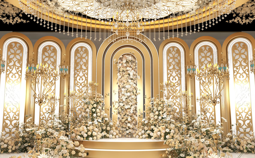 贵德香槟色调婚礼堂效果展示